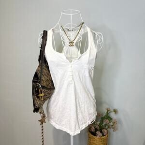 Cute vintage y2k fitted white aeropostale tank top - button up details